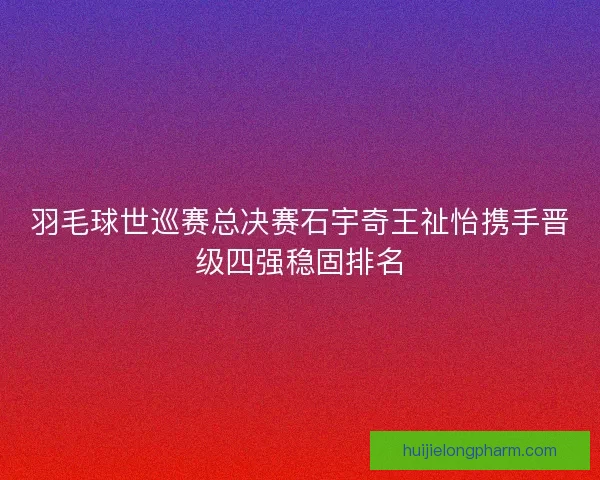 羽毛球世巡赛总决赛石宇奇王祉怡携手晋级四强稳固排名