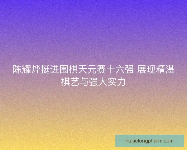 陈耀烨挺进围棋天元赛十六强 展现精湛棋艺与强大实力 陈耀烨挺进围棋天元赛十六强 展现精湛棋艺与强大实力
